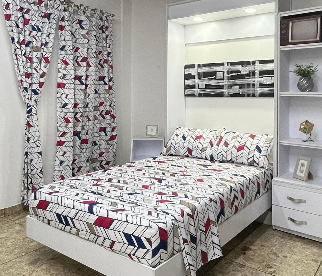Juego de Cama Floral con Cortinas - Diseño Elegante